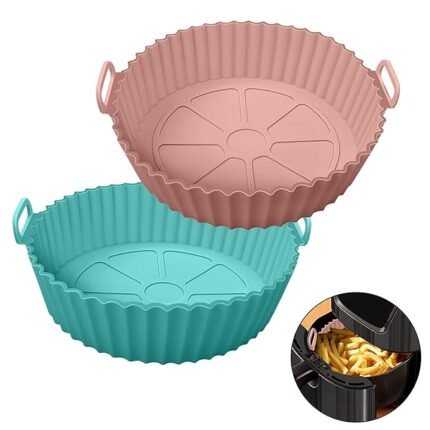 Xacton Air Fryer Liners I Round Silicone Basket Baking Tray